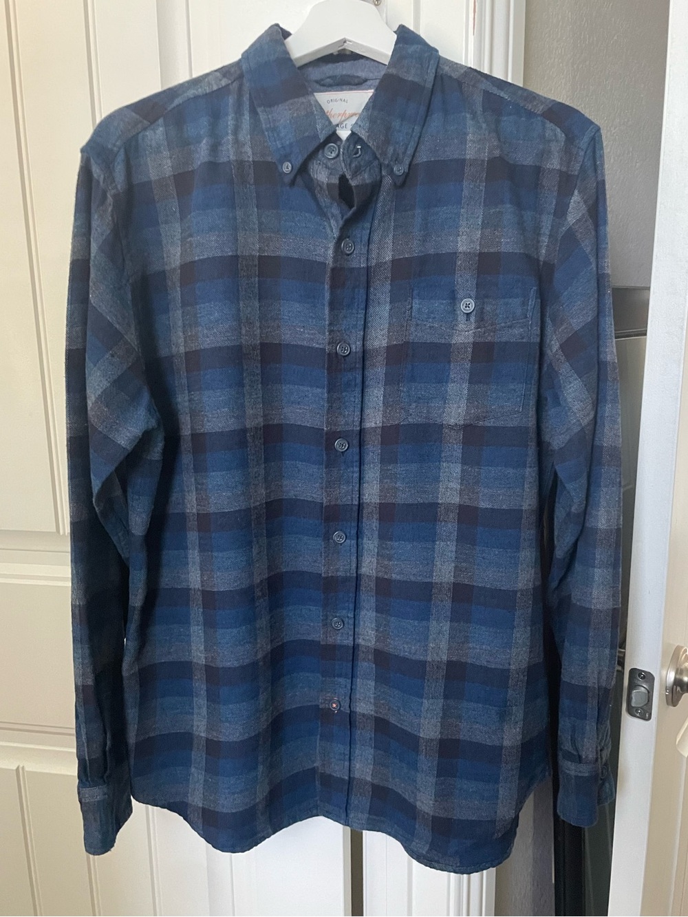 Weatherproof Men's Blue Plaid Button-Down Flannel Shirt Size Medium